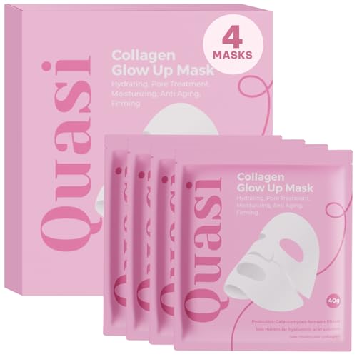 Quasi Bio-Collagen Overnight Sheet Mask – Hydrating Korean Face Mask, 4 Pack