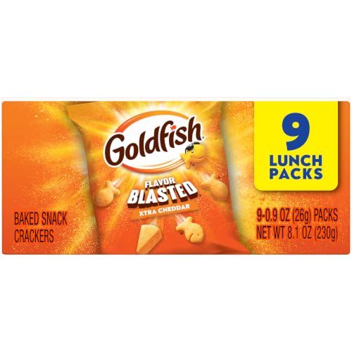 Goldfish Flavor Blasted Xtra Cheddar Cheese Crackers 0.9 oz Pack of 9 - On-the-Go Snack