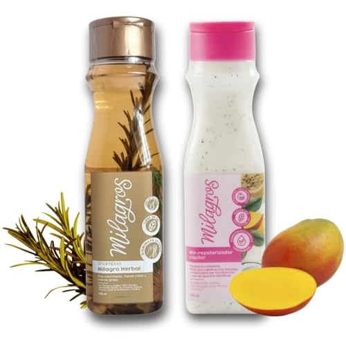 Milagros Shampoo Herbal & Tratamiento Biorepolarizador | Combate caida del cabello y promueve su crecimiento | Tratamiento de Colombia Milagros ideal para cabello muy danado