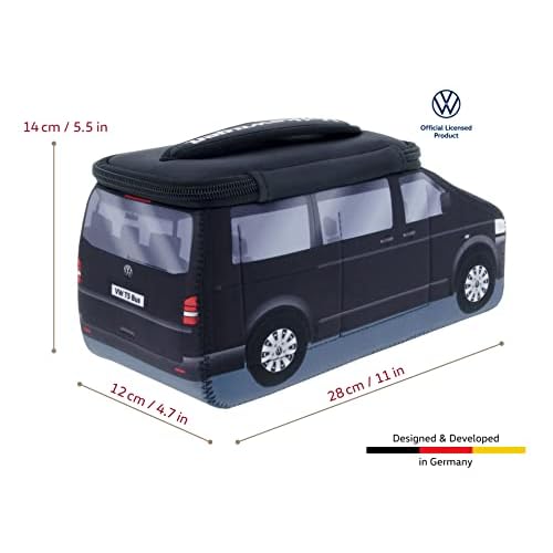 BRISA VW Collection - Volkswagen Neoprene Universal Makeup Cosmetics Toiletry Travel Pharmacy Bag in T5 Bus Design (Black/Large)