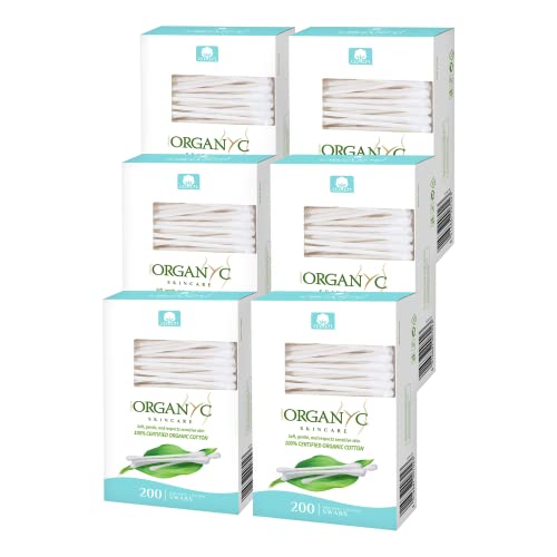 Organyc Organic Cotton Swabs 200 Count - Hypoallergenic, Biodegradable