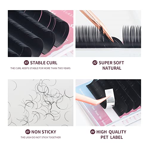 16 Rows Volume Classic Eyelash Extension 0.15 C Curl 8-15mm Mix Matte Black Individual False Eye Lashes Extension Salon Use Natural Soft Fake Eyelashes Supplies (0.15 C, 8-15mm Mix)