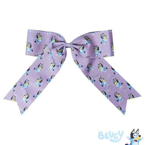 LUV HER Bluey Hair Bows For Girls - One Large Printed Hair Bow Featuring your Favorite Bluey Characters - Alligator Clip - Large Bows for Daily Styling or Special Occasions, Ages 3+