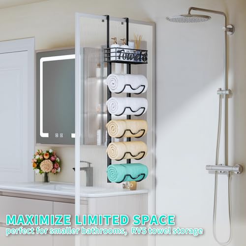 HapiRm Over The Door Towel Rack - 6 Tier Wall Mount Organizer