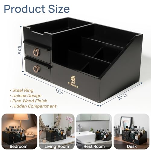 Perfume Organizer - Cologne Organizer for Men - Wooden Cologne Stand - Organizador de Perfumes - Cologne Shelf - Perfume Stand for Women - Black, Brown - Perfume Holder