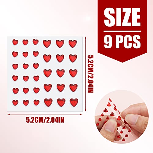 Festival Face Gems Stickers - 9 Sheets Self-Adhesive Rhinestones