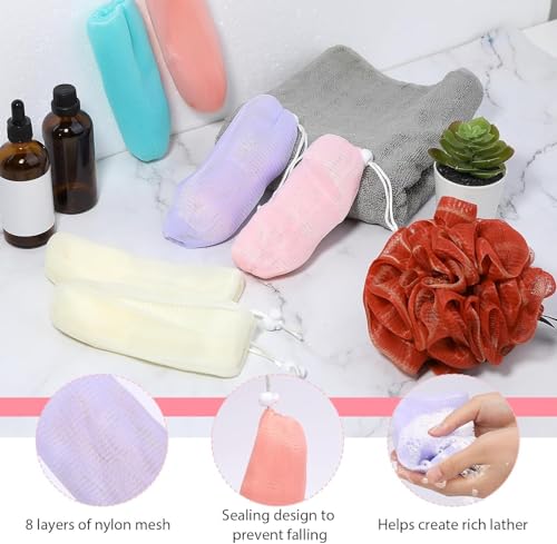 12-Pack Exfoliating Mesh Soap Pouches with Drawstring
