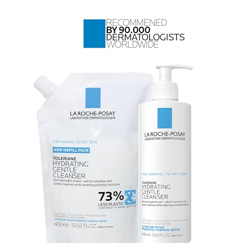 La Roche-Posay Toleriane Hydrating Gentle Face Cleanser | Hydrating Facial Cleanser With Niacinamide + Ceramides | Daily Face Wash For Dry Skin To Normal Skin | Sensitive Skin Tested | Fragrance Free