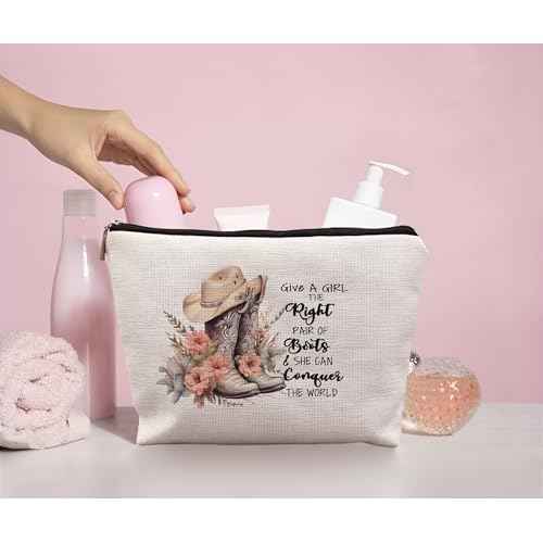 Western Makeup Bag,Cowgirl Boots Cosmetic Makeup Bag,Give A Girl The Right Boots,Cowgirl Stuff,Western Stuff For Women,Cowgirl Gifts
