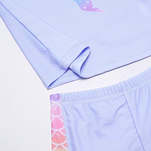 QPANCY Rash Guard for Girls Swimwear 2-Piece Mermaid Unicorn Swimsuit UPF 50+ UV
