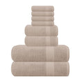 GLAMBURG Tan 8-Piece Ultra Soft Cotton Towel Set with Oversized Bath & Hand Towels