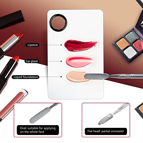 Stainless Steel Makeup Mixing Palette - 2 Pcs with Spatulas