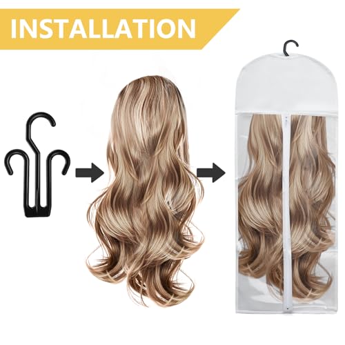 5Pcs Hair Extension Storage Bags with Hanger - Dust-Proof Wig Organizer