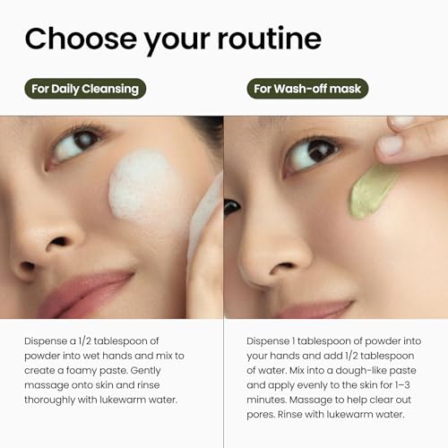 FRESH MATCHA PACK CLEANSING POWDER, Matcha Mask, Ceramide, Gentle Face Wash, Radiant Skin, Facial Cleanser for Dry Skin, Korean Skincare, Fragrance Free, 40g/1.41fl.oz.