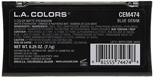 L.A. COLORS 5 Color Matte Eyeshadow Palette Blue Denim