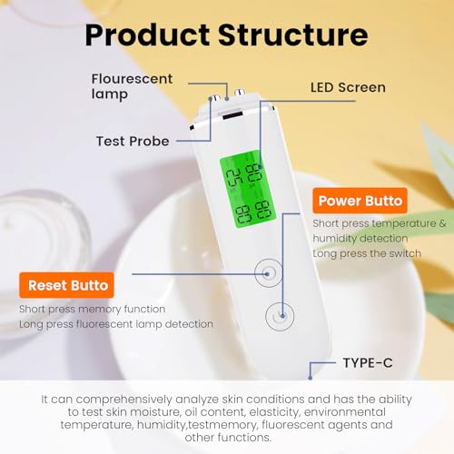 Skin Moisture Tester with UV Detection & LCD Display