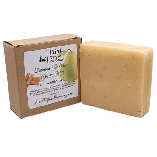 High Thyme FARMacy Cinnamon & Pear Goat's Milk Soap with Oatmeal - 5 Ounce Handcrafted Goat Milk Soap Bar - Cinnamon Soap - Pear Soap - Goat's Milk Soap