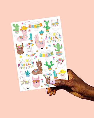 Llama Temporary Tattoos - 46 Metallic Designs, 2 Sheets