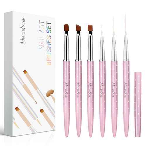 MelodySusie 6pcs Nail Art Brushes Set, Professional Pen Nail Gel Brush, Nail Extension and Builder Brush, Liner Brush 3 Sizes, Fashion Design for Home DIY Salon Use, Rose Gold