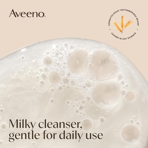 Aveeno Calm + Restore Nourishing Oat Cleanser, Daily Hydrating Facial Cleanser & Face Wash for Sensitive Skin, Non-Foaming, Hypoallergenic, Non-Comedogenic, Fragrance-Free, with Feverfew, 7.8 fl oz