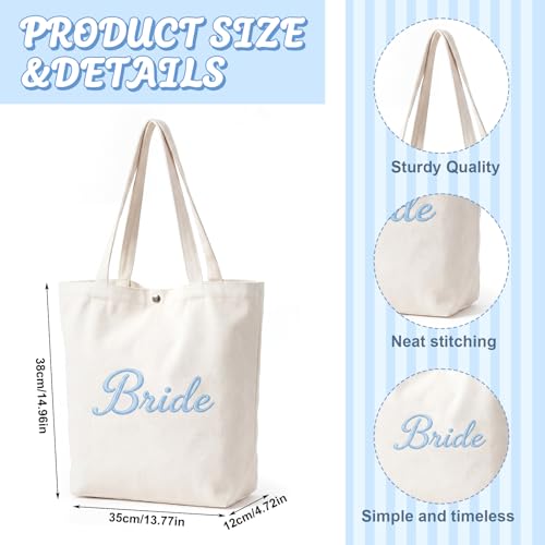 Blue Striped Canvas Tote Bag for Beach and Parties
