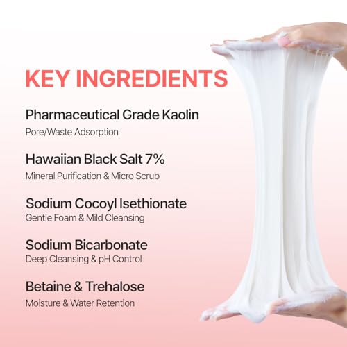 Stretch & Glow Black Salt Cleansing Powder ? Powder-to-Foam Exfoliating Cleanser with Hawaiian Black Salt & Kaolin, Pore-Clearing Daily Face Wash (50 g / 1.76 oz)