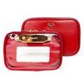 OFT 2024 LITTMINI Lighted Mirror Case - Small Makeup Bag with Detachable Mirror & Multiple Pouches for Organization - Vegan Leather, Mini Makeup Bag Ideal for Travel & Everyday Essentials (Red)