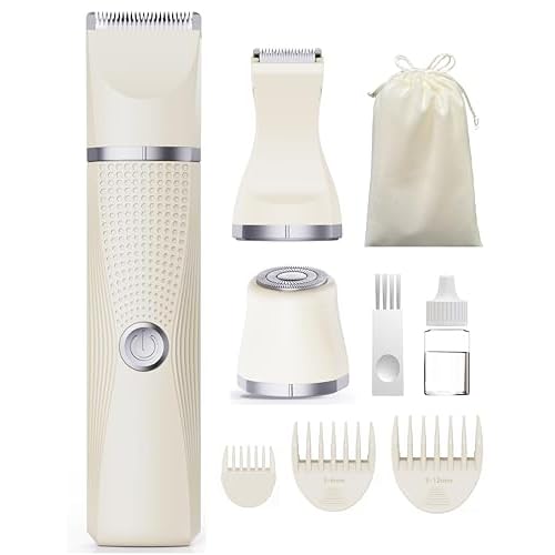 3-in-1 Electric Razor for Women - Waterproof Bikini Trimmer,Rechargeable Electric Shaver for Lady,Pubic Hair Trimmer Women,Personal Trimmer Groomer for Body Hair (Cream, LY)