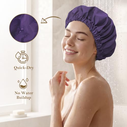 Waterproof Shower Cap for Women | Reusable Bonnet with Wide Elastic Band