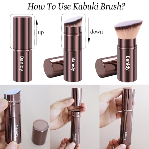 Retractable Kabuki Makeup Brush - Travel Foundation & Blush Brush