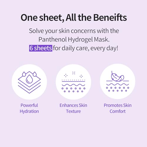 COSNORI Panthenol Hydrogel Mask [6 Pack] - Calming & Hydrating, Supports Skin Texture, Moisturizing, Skin Comfort, Korean Facial Mask for Sensitive Skin, 0.98 oz(28g)