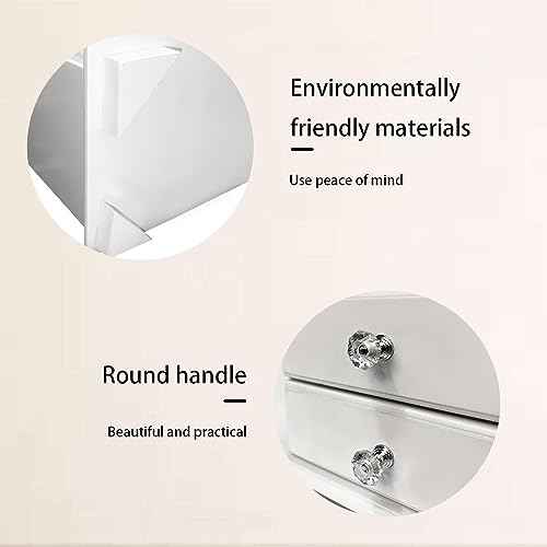 White Wood Cosmetics Organizer Makeup & Beauty Accessories Storage Rack with Drawers for Neat & Organize Storing of Makeup Tools Small Accessories at Home & Office Vanities & Bathroom Counter-top