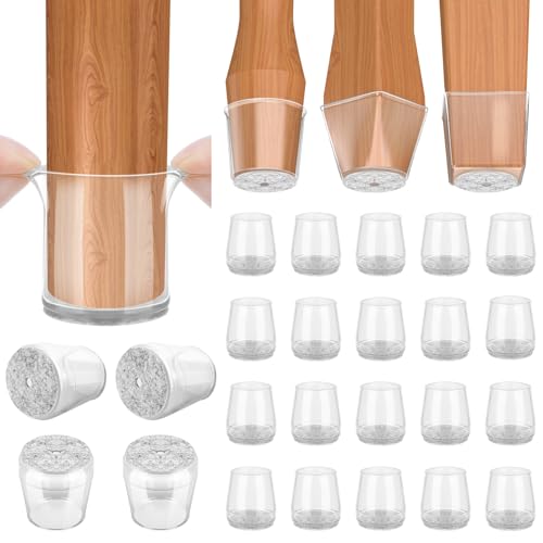 BALEINE 16 Pack Silicone Chair Leg Floor Protectors, Stool Leg Protectors Cap, Non-Slip Chair Leg Caps for Hardwood Floors (Clear & Small, 16 Pack)