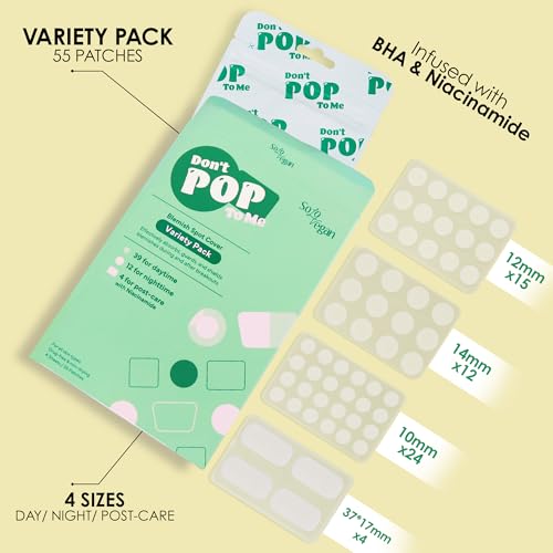 SoloVegan 110Count (2PK) Don't Pop to Me Blemish Patch, Gifts for Teenage Girls, Invisible Spot Cover, Hydrocolloid Acne Patch, Treatment for Breakouts, Absorbs Zits & Blemish, Korean Skin Care