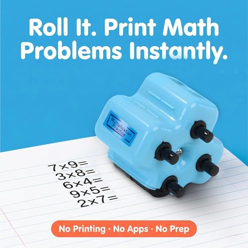 GoldenEgg 4-in-1 Math Roller Stamp for Kids - Addition, Subtraction, Multiplication