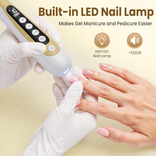 Electric Nail Drill Kit 10-Speed Cordless Manicure Pedicure Set Gold
