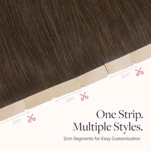 GOO GOO Tape in Hair Extensions Human Hair, 4A Chocolate Brown, 8cm Wide Tape, 18inch 10pcs 50g, Tape Weft Hair Extensions, Real Human Hair, Seamless Tape in