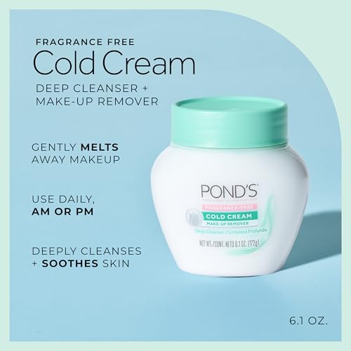 POND'S Cold Cream Cleanser Fragrance-Free Makeup Remover, 6.1 oz