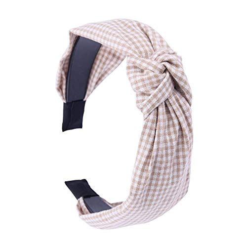 4-Pack Gingham Turban Headbands – Non-Stretch 13cm Active Hair Accessories