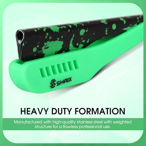ShaiX Shavette Straight Razor for Men with Pack of 100 Single Blades ? Barber Straight Razor & Straight Edge Razor Kit for Beard Shaving, Line Up & Mustache (Green)