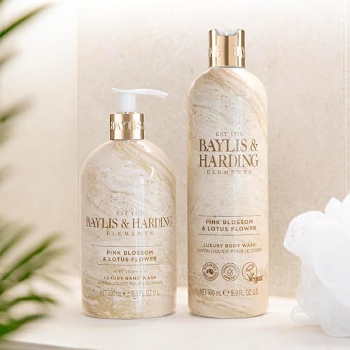 Pink Blossom & Lotus Flower Hand Wash with Dispenser - 16.9oz/500ml, 3-Pack - Baylis & Harding