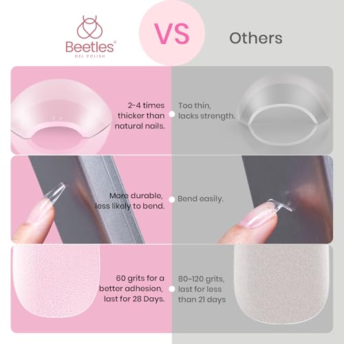Beetles Gel Nail Tips Medium Coffin A- Coffin M 576PCS - Pre-etched, Strong & Durable Fake Nails for DIY Manicure