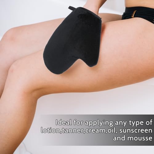 Self Tanning Mitts, Back Self Tanner Applicator Double Sided Reusable Sunless Tanning Mittens 4 in 1 Tanner Gloves with Thumb for Tan Lotion