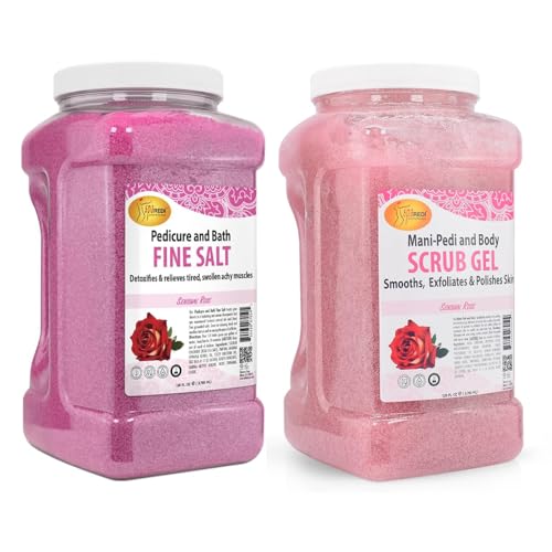 SPA REDI Sensual Rose Detox Foot Soak & Pumice Scrub Gel Set - 128 oz Each