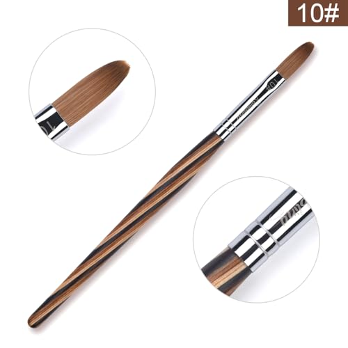 Rolabling Kolinsky Sable Acrylic Brushes Nail Art Brush Red Wooden Pen Nail Brush for Nail Art Manicure Tool for Acrylic Powder Application Nail Extension 3D Nail Carving (10#)