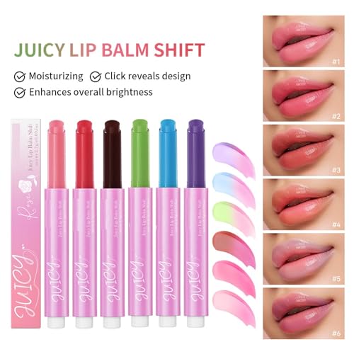 MAEPEOR Tinted Lip Balm 6 Colors Moisturizing Lip Balm Hydrating Changing Lip Gloss for Lip Care and Dry Lip (01 Rose)