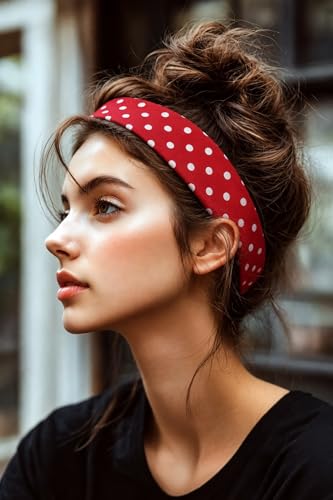 Polka Dot Elastic Headbands for Women, 4-Pack Non-Slip
