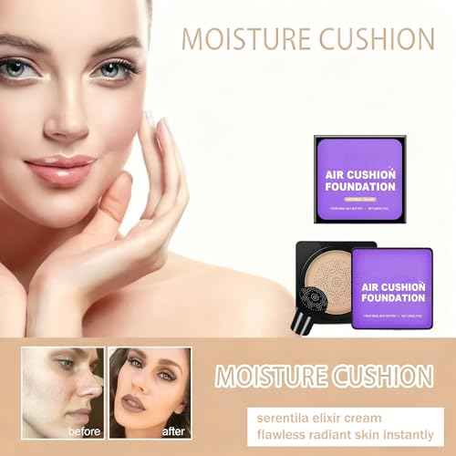 Serentla Elixir Cream Flawless Radiant Skin Instantly,Mushroom Head Foundation Cushion,Serentla Elixir BB Cream Korean-Nature