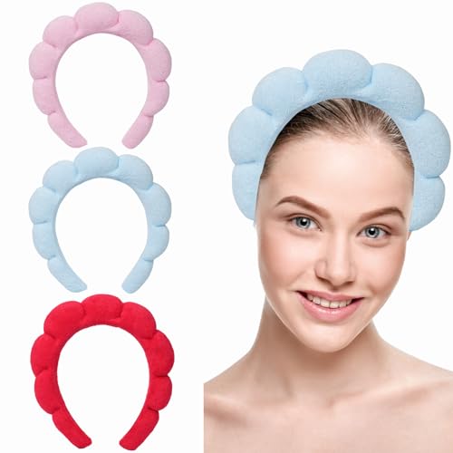 Zenithluluck Indulge in Self-Care with our Skin-Saving Spa Headband，Non-slip Headband Washing Face，Makeup And Makeup Removal，Bubble Headband，Perfect Gift for Sweet Girl(blue)