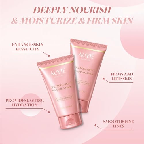 GDS. AUVIE Collagen Night Wrapping Mask (2.54 fl oz), auvie Peel-off Night Mask With Applicator, Deeply Nourish &Moisturize & Firm Skin,the Ideal Gifts for Women and Teen Girls (1pc)